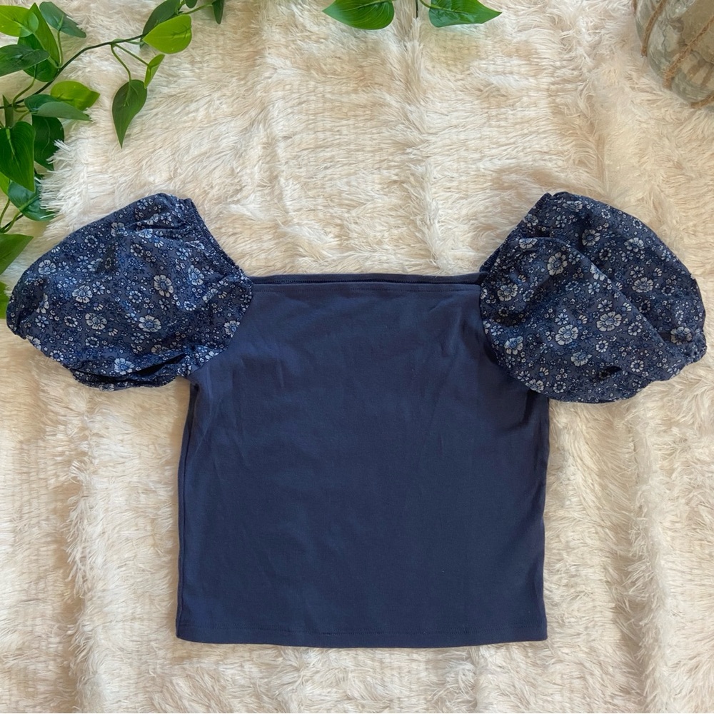 American Eagle Puff Sleeve Crop Top Shirt Size Small